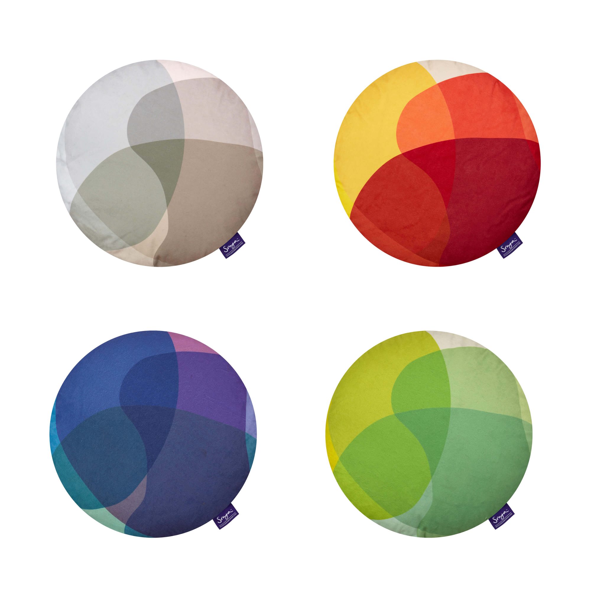 Round Decorative Pillows Jellybean 4 Cushion Set Sonya Winner Studio A Cropped Detail Image Of The Sonya Winner Set 4 Jellybean Round Decorative Pillows