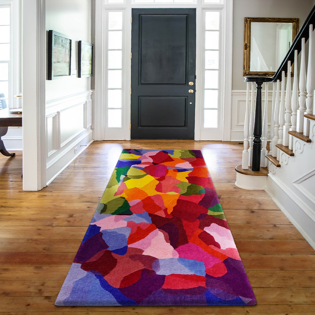 Designer entryway runner rug