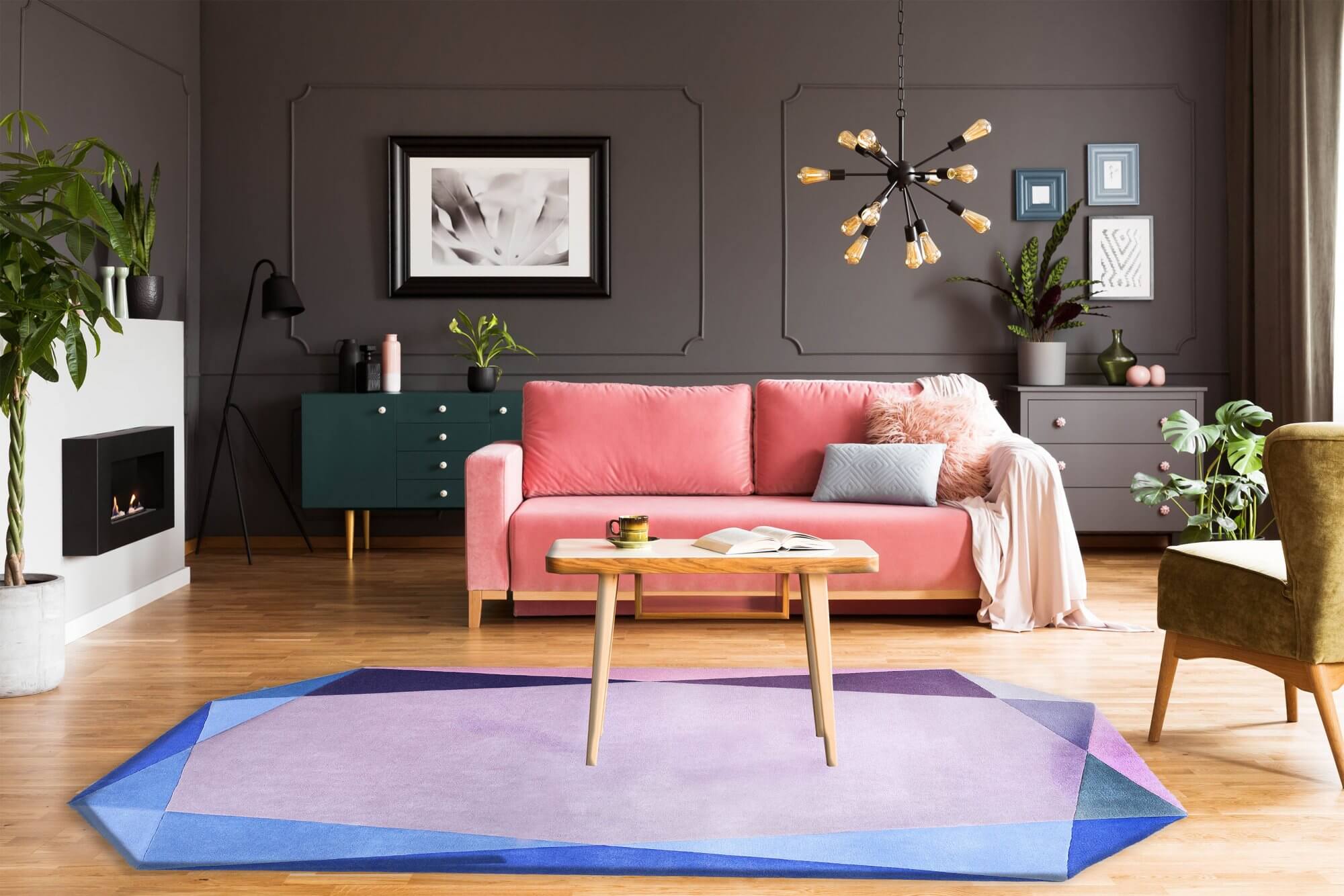 Pink contemporary rug