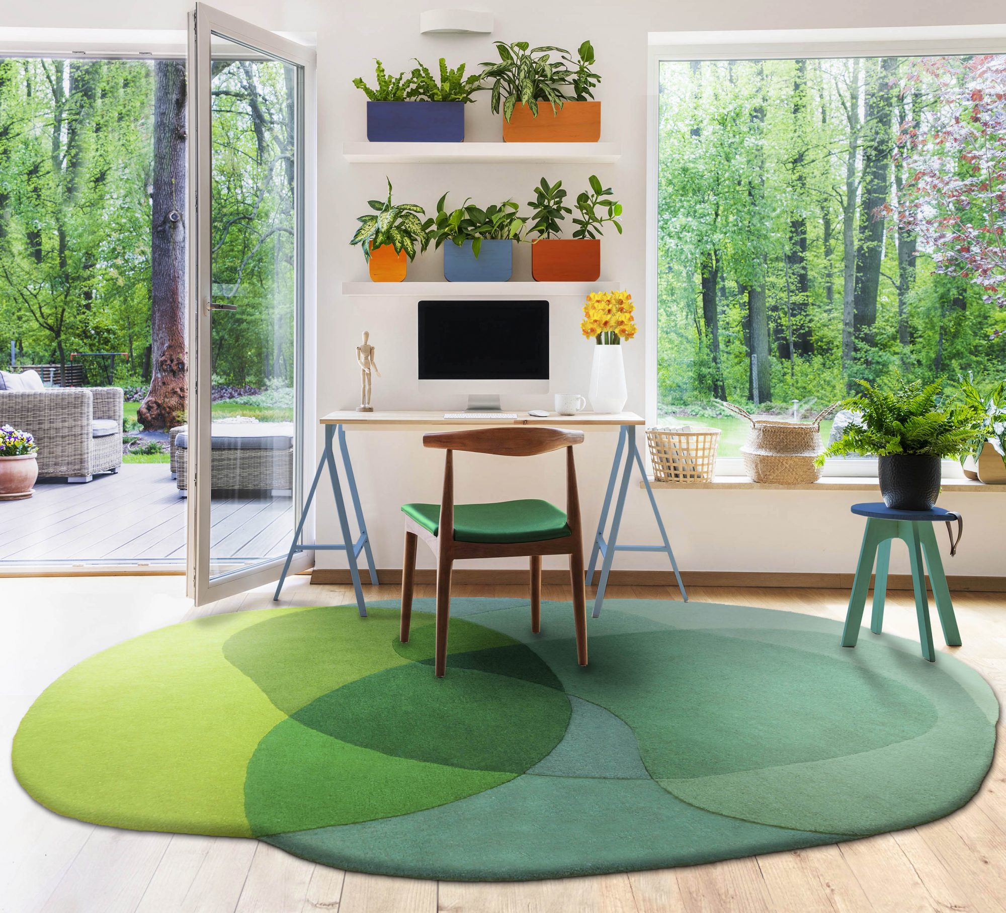 Nature Inspired Rug for Zen Home Office